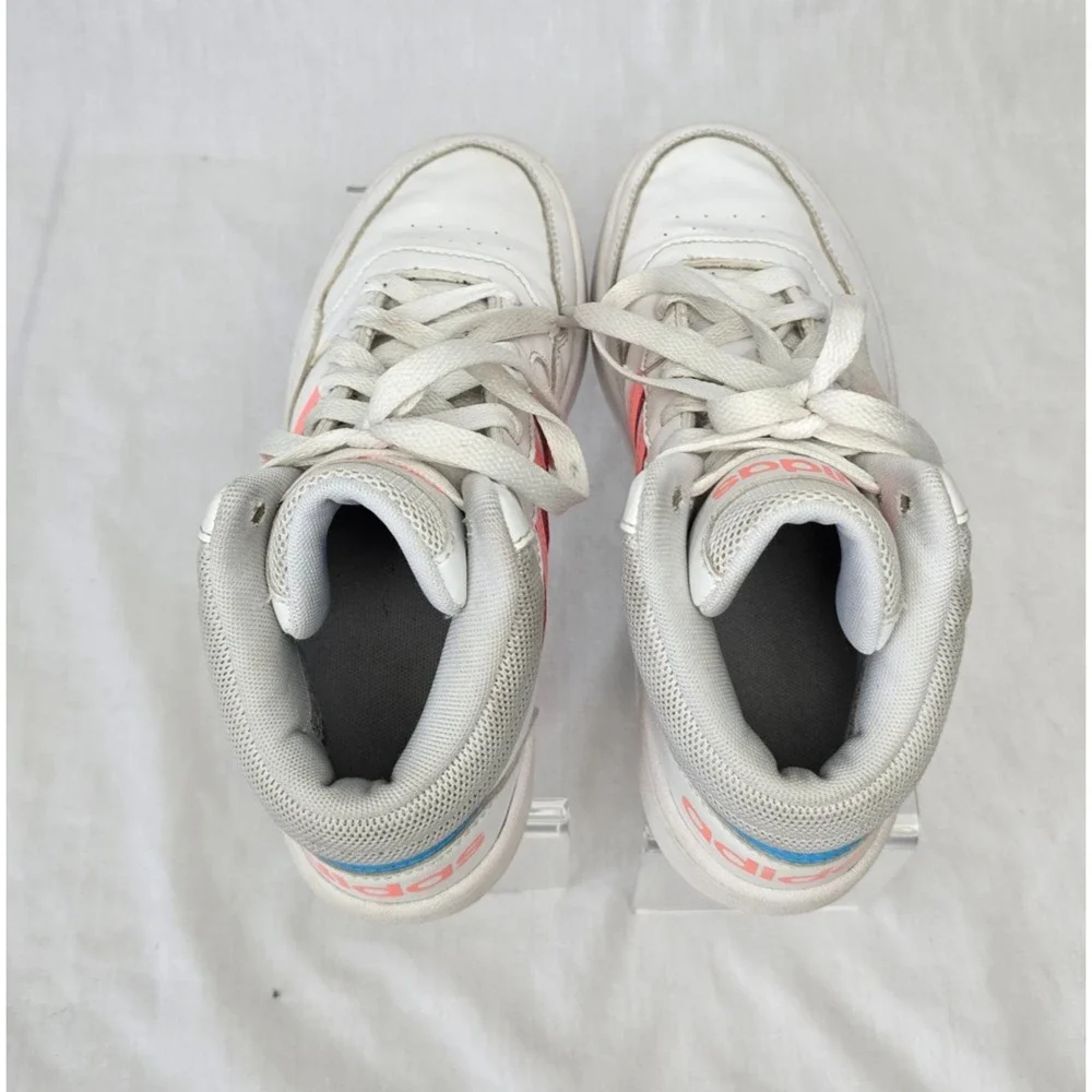 Adidas Hoops 3.0 Mid Top Sneakers Youth Size 3 White Peach SHW 675001
